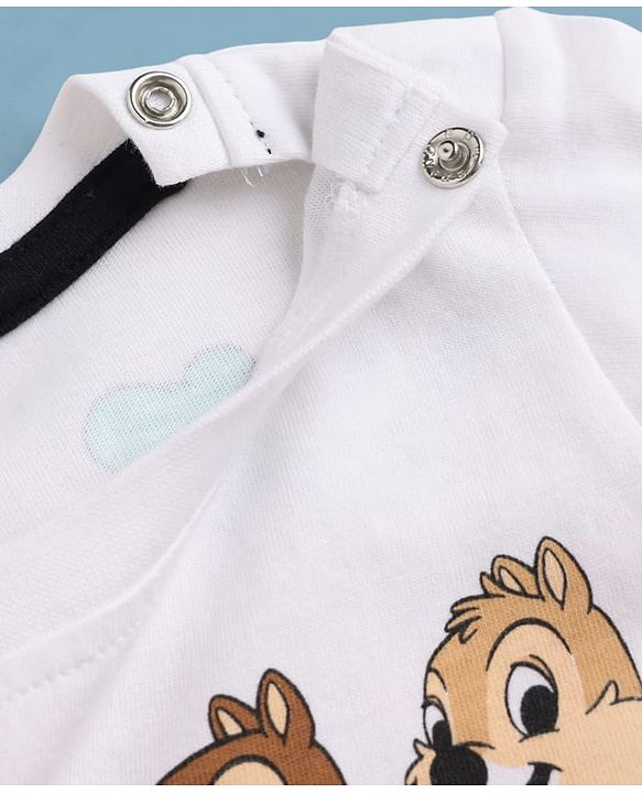 Babyhug Disney 100% Cotton Knit Half Sleeves T-Shirt With Front & Back Mickey Mouse & Friends Graphic - White
