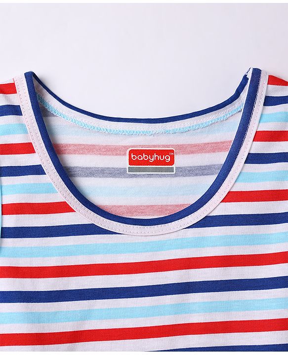 Babyhug 100% Cotton Single Jersey Knit Sleeveless Striped Vests - Multicolor