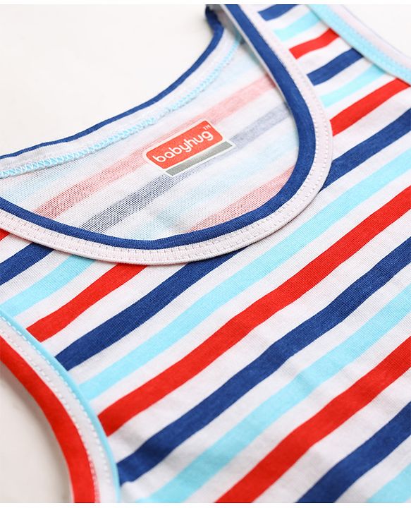 Babyhug 100% Cotton Single Jersey Knit Sleeveless Striped Vests - Multicolor