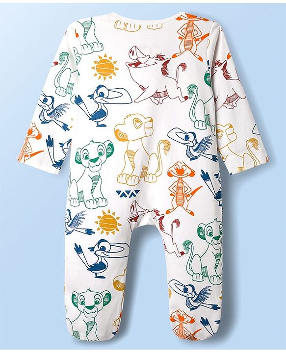 Babyhug Disney Interlock Knit Full Sleeves Footed Sleepsuit With Mickey Mouse Graphics - Multicolor