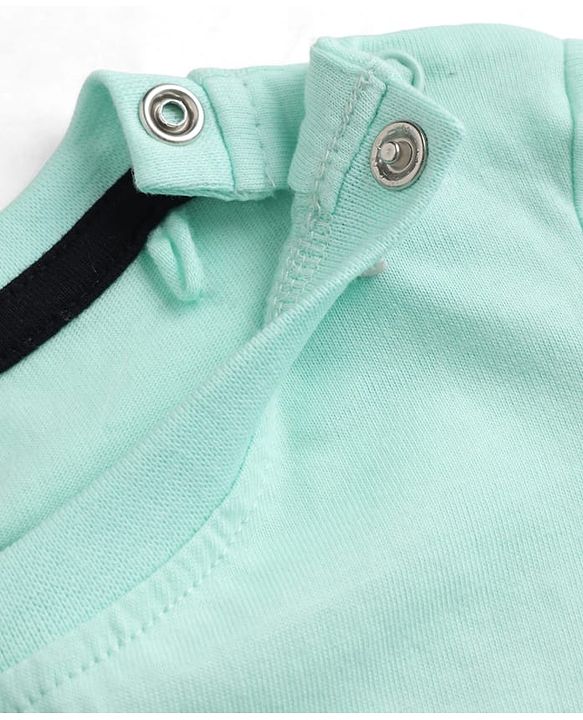 Babyhug Disney Cotton Knit Half Sleeves T-Shirt with Front & Back Mickey & Friends Print - Sea Green