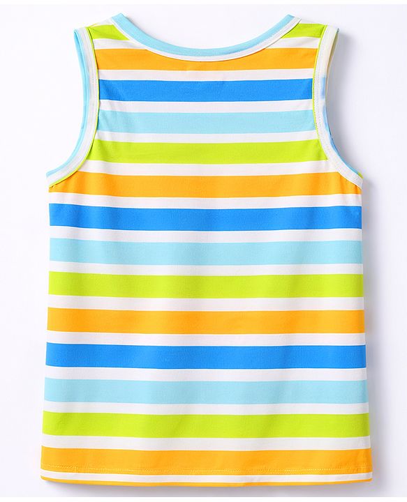 Babyhug 100% Cotton Single Jersey Knit Sleeveless Striped Vest - Multicolor