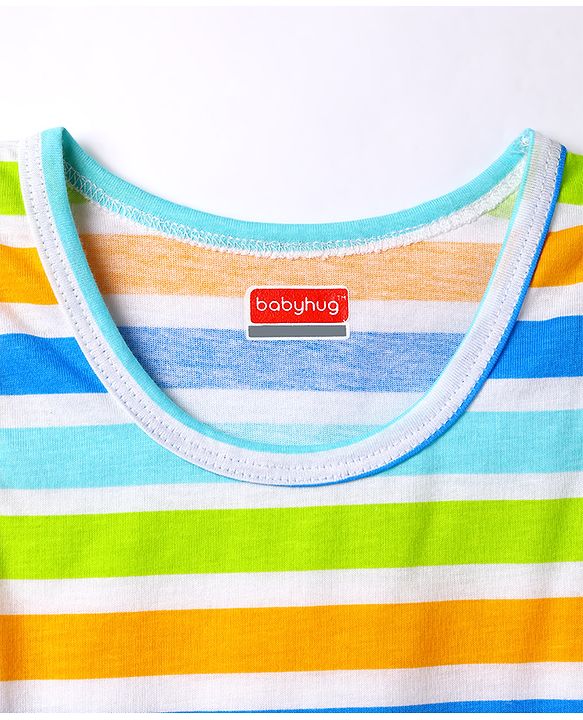 Babyhug 100% Cotton Single Jersey Knit Sleeveless Striped Vest - Multicolor