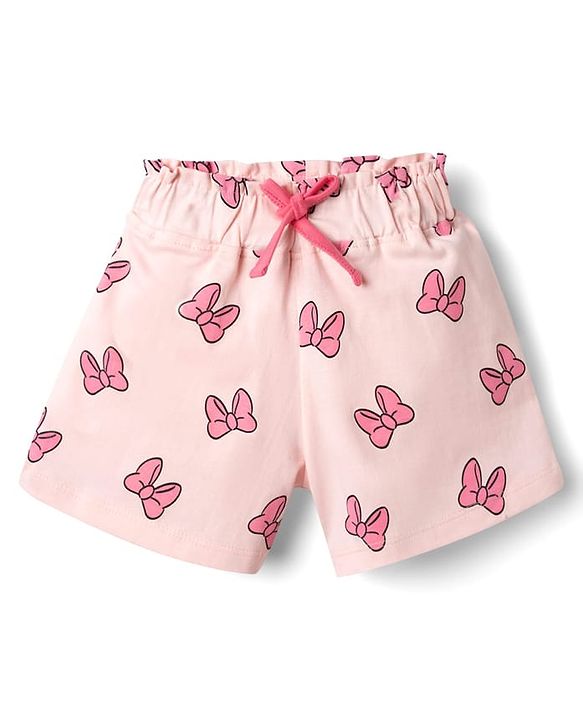 Babyhug Disney Single Jersey Knit Half Sleeves T-Shirt & Shorts Night Suit with Minnie Mouse Print - Pink