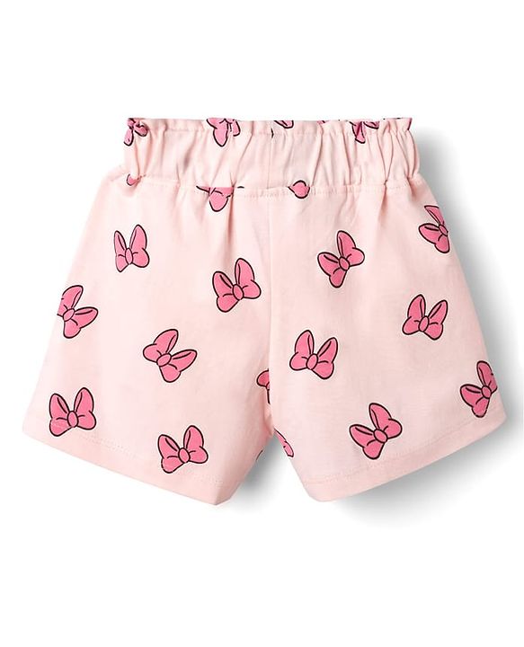 Babyhug Disney Single Jersey Knit Half Sleeves T-Shirt & Shorts Night Suit with Minnie Mouse Print - Pink