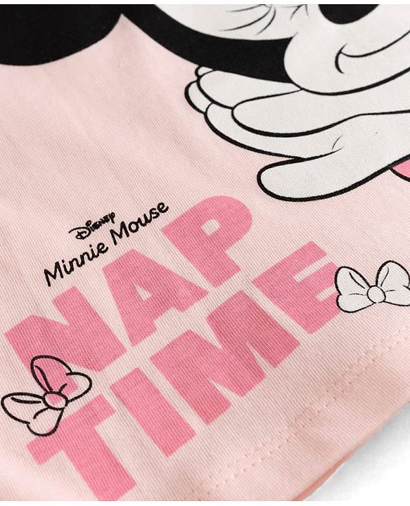 Babyhug Disney Single Jersey Knit Half Sleeves T-Shirt & Shorts Night Suit with Minnie Mouse Print - Pink