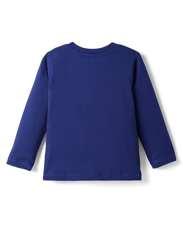 Babyhug Marvel Single Jersey Knit Full Sleeves T-Shirt & Pyjama Night-Suit With Avengers Graphics - Blue