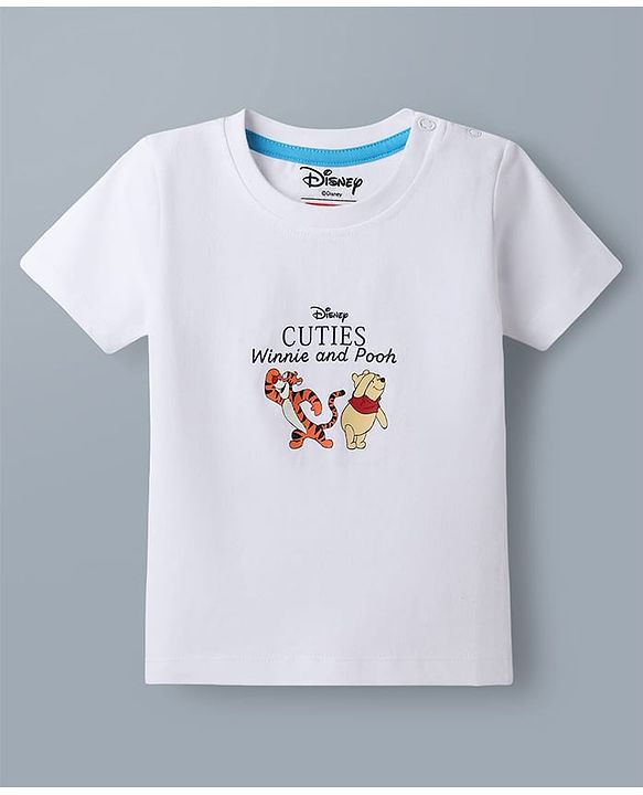 Babyhug Disney Single Jersey Knit Half T-Shirt With Front & Back Winnie The Pooh Graphic - White