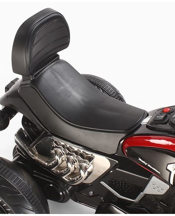 Babyhug Three Wheel Battery Operated Ride On Bike with Music & Lights - Black Red| Foot Pedal Accelerator| Forward & Reverse Drive| Rechargeable Battery| 2 to 6 Years| Aux Music| easy to Assemble
