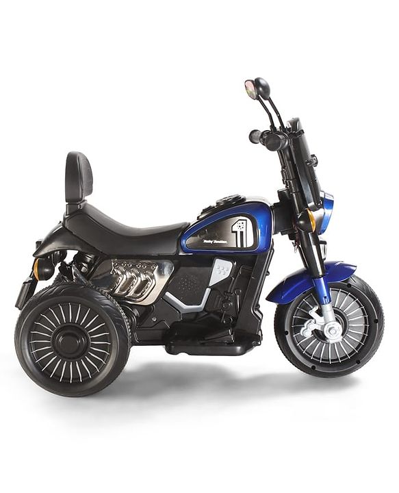 Babyhug Three Wheel Battery Operated Ride On Bike with Music & Lights - Black Red| Foot Pedal Accelerator| Forward & Reverse Drive| Rechargeable Battery| 2 to 6 Years| Aux Music| easy to Assemble