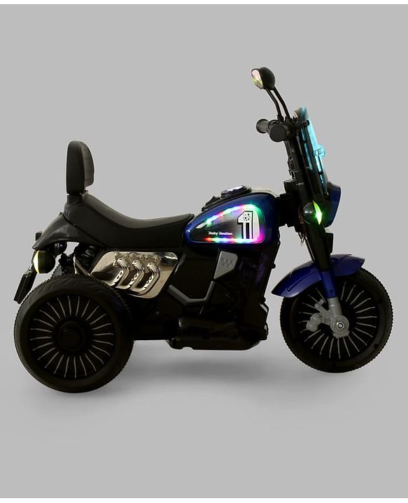 Babyhug Three Wheel Battery Operated Ride On Bike with Music & Lights - Black Red| Foot Pedal Accelerator| Forward & Reverse Drive| Rechargeable Battery| 2 to 6 Years| Aux Music| easy to Assemble