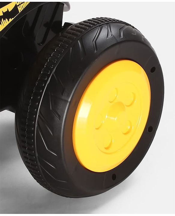Babyhug Three Wheel Battery Operated Ride On Bike with Music & Lights - Black Yellow| Foot Pedal Accelerator| Forward & Reverse Drive| Rechargeable Battery| 2 to 6 Years| Aux Music| easy to Assemble