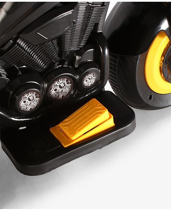 Babyhug Three Wheel Battery Operated Ride On Bike with Music & Lights - Black Yellow| Foot Pedal Accelerator| Forward & Reverse Drive| Rechargeable Battery| 2 to 6 Years| Aux Music| easy to Assemble