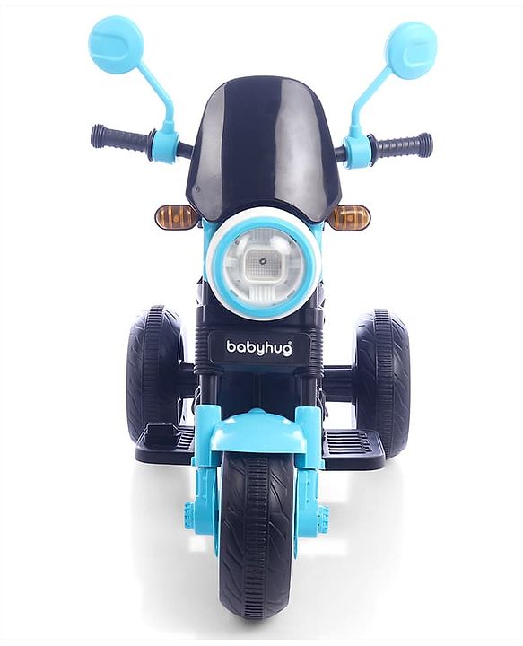 Babyhug Three Wheel Battery Operated Ride On Bike with Music & Lights - Black Yellow| Foot Pedal Accelerator| Forward & Reverse Drive| Rechargeable Battery| 2 to 6 Years| Aux Music| easy to Assemble