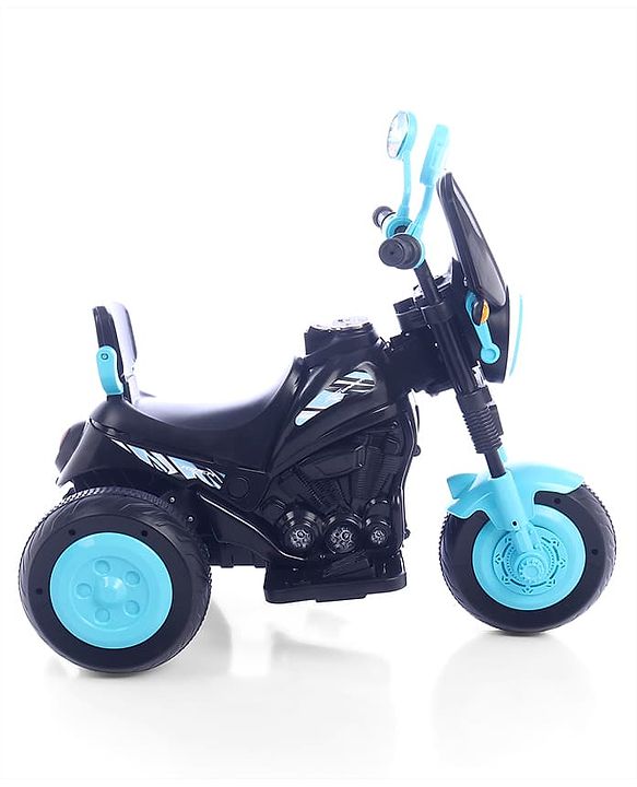 Babyhug Three Wheel Battery Operated Ride On Bike with Music & Lights - Black Yellow| Foot Pedal Accelerator| Forward & Reverse Drive| Rechargeable Battery| 2 to 6 Years| Aux Music| easy to Assemble