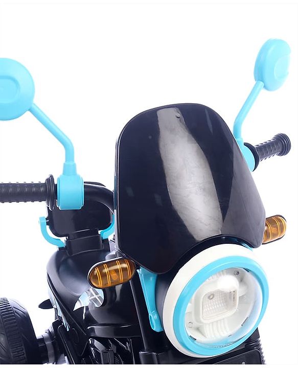 Babyhug Three Wheel Battery Operated Ride On Bike with Music & Lights - Black Yellow| Foot Pedal Accelerator| Forward & Reverse Drive| Rechargeable Battery| 2 to 6 Years| Aux Music| easy to Assemble