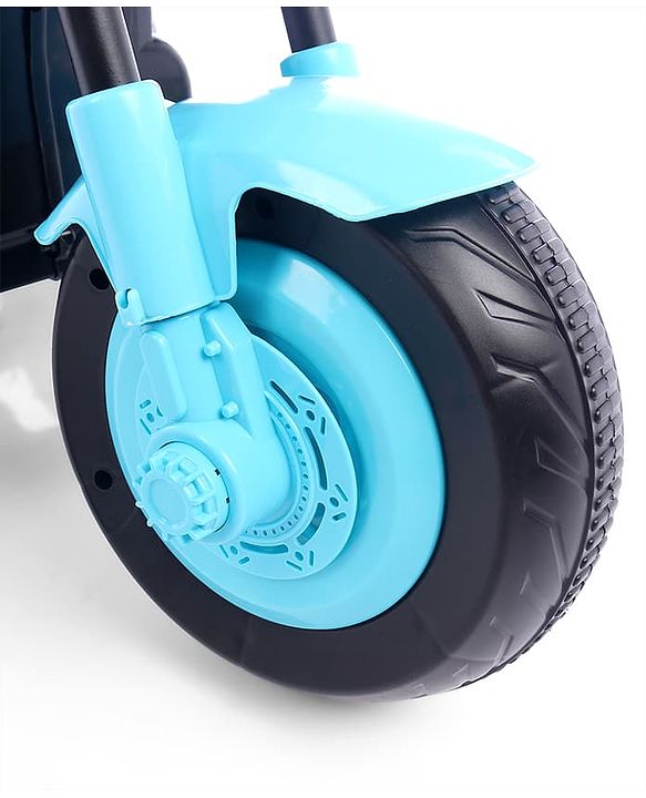 Babyhug Three Wheel Battery Operated Ride On Bike with Music & Lights - Black Yellow| Foot Pedal Accelerator| Forward & Reverse Drive| Rechargeable Battery| 2 to 6 Years| Aux Music| easy to Assemble