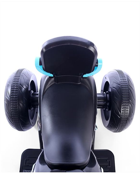 Babyhug Three Wheel Battery Operated Ride On Bike with Music & Lights - Black Yellow| Foot Pedal Accelerator| Forward & Reverse Drive| Rechargeable Battery| 2 to 6 Years| Aux Music| easy to Assemble