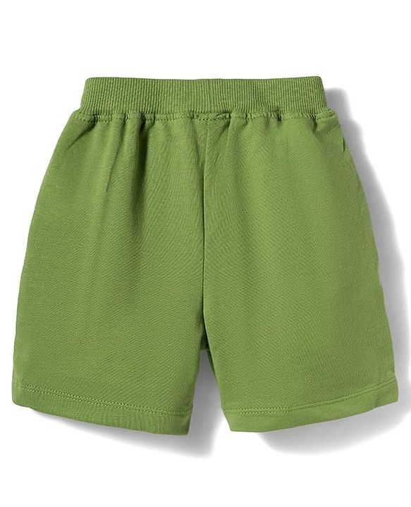 Babyhug Single Jersey Knit Half Sleeves T-Shirt & Shorts Set With Beach Theme Print - Navy Blue & Olive Green