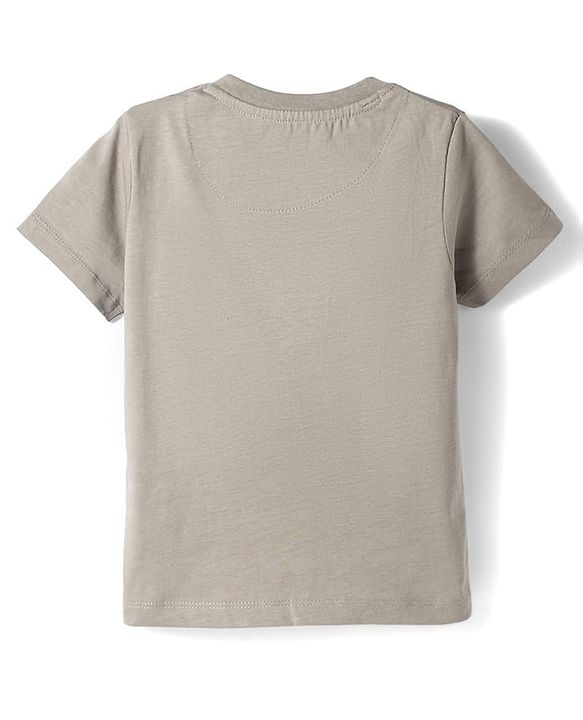 Babyhug Single Jersey Knit Half Sleeves T-Shirt & Shorts Set With Cat Print - Grey & Black