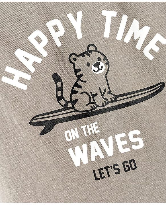 Babyhug Single Jersey Knit Half Sleeves T-Shirt & Shorts Set With Cat Print - Grey & Black
