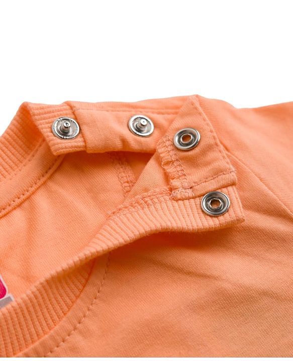 Babyhug Single Jersey Knit Half Sleeves T-Shirt & Denim Shorts Set With Text Print - Peach & Blue