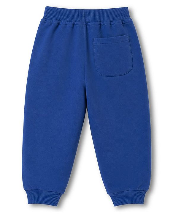 Babyhug 100% Cotton Terry Knit Full Length Text Printed Lounge Pant -Blue