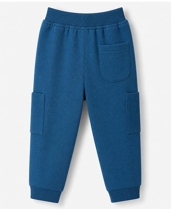 Babyhug Cotton Terry Knit Full Length Solid Lounge Pant - Blue
