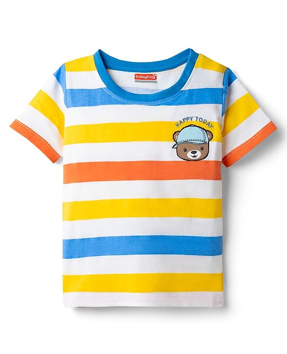 Babyhug Cotton Knit Half Sleeves T-Shirt with Tiger Print - Multicolor