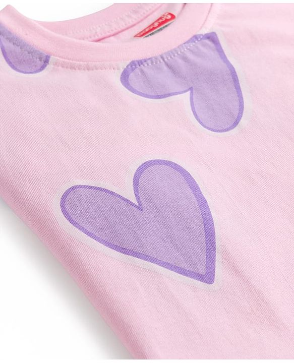 Babyhug Cotton Knit Half Sleeves Hearts Printed T-Shirt - Multicolor
