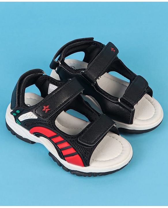 Cute Walk by Babyhug Velcro Closure Solid Sandals - Black