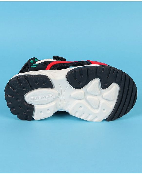 Cute Walk by Babyhug Velcro Closure Solid Sandals - Black