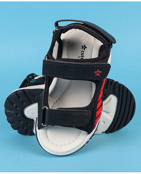 Cute Walk by Babyhug Velcro Closure Solid Sandals - Black