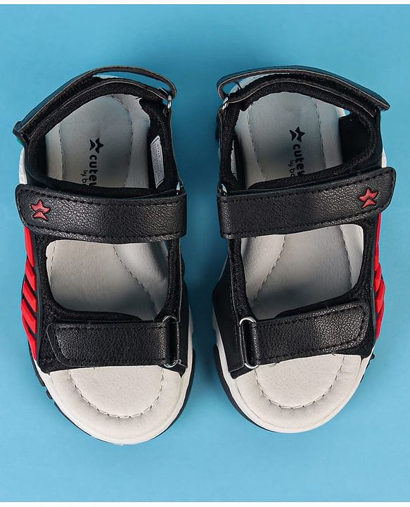 Cute Walk by Babyhug Velcro Closure Solid Sandals - Black