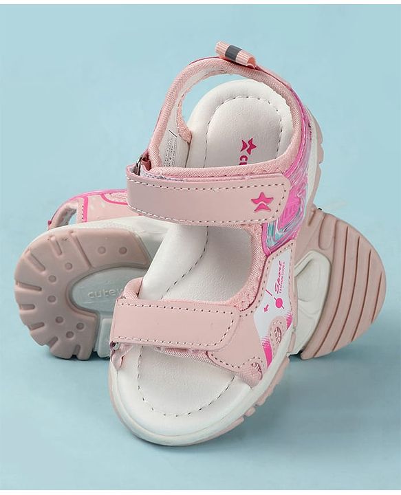 Cute Walk by Babyhug Printed Sandals - Pink