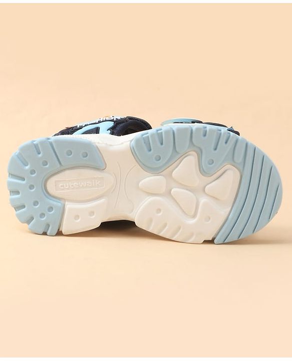 Cute Walk by Babyhug Velcro Closure Sandal With Sports Theme Applique - Navy Blue