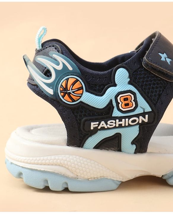 Cute Walk by Babyhug Velcro Closure Sandal With Sports Theme Applique - Navy Blue