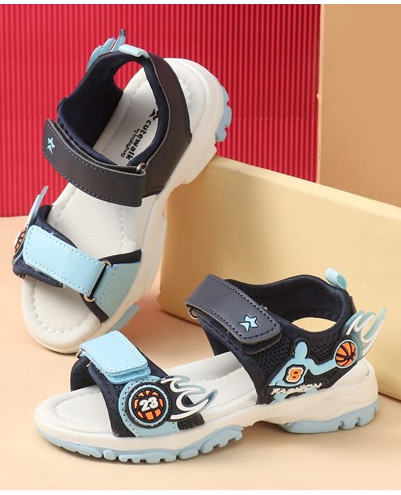 Cute Walk by Babyhug Velcro Closure Sandal With Sports Theme Applique - Navy Blue