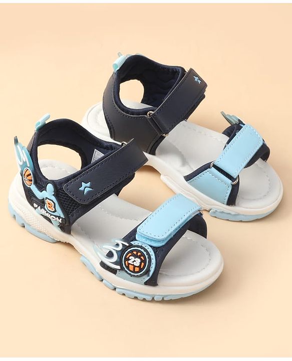 Cute Walk by Babyhug Velcro Closure Sandal With Sports Theme Applique - Navy Blue