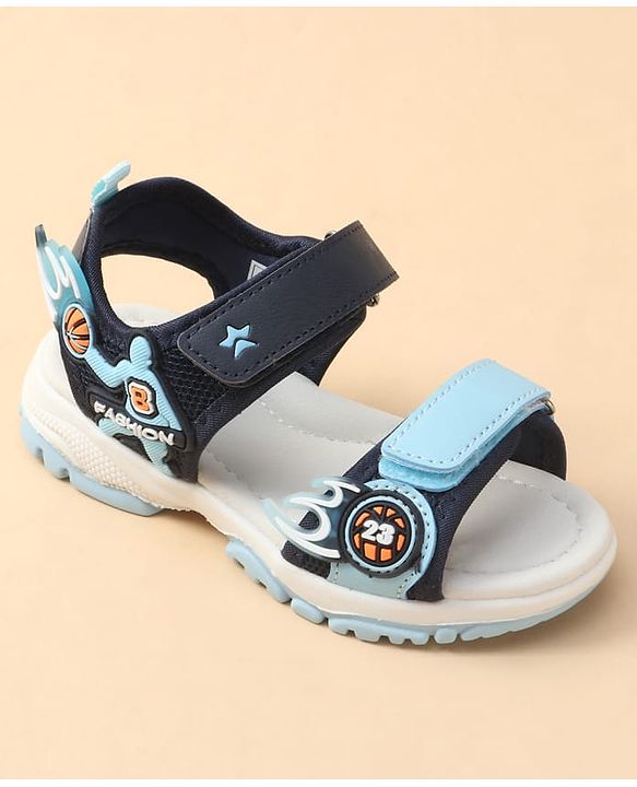 Cute Walk by Babyhug Velcro Closure Sandal With Sports Theme Applique - Navy Blue