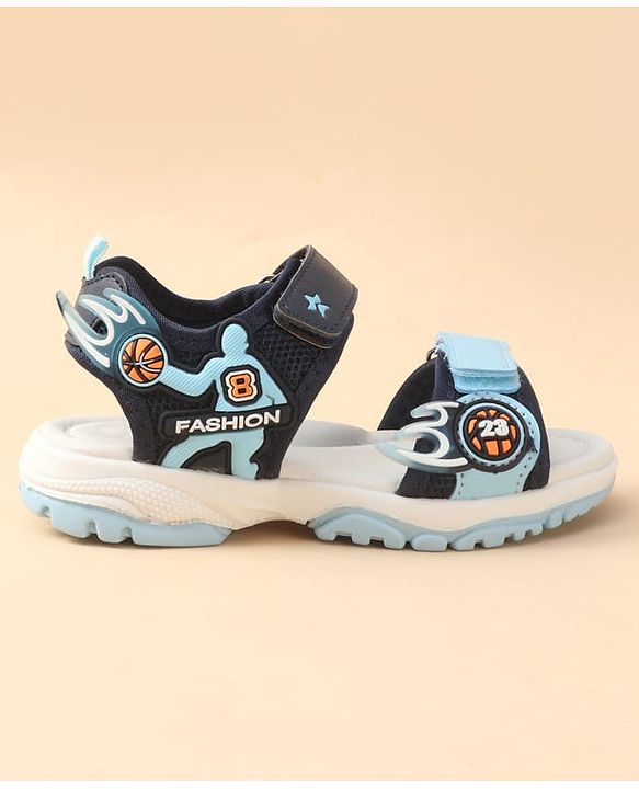 Cute Walk by Babyhug Velcro Closure Sandal With Sports Theme Applique - Navy Blue