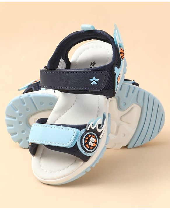 Cute Walk by Babyhug Velcro Closure Sandal With Sports Theme Applique - Navy Blue