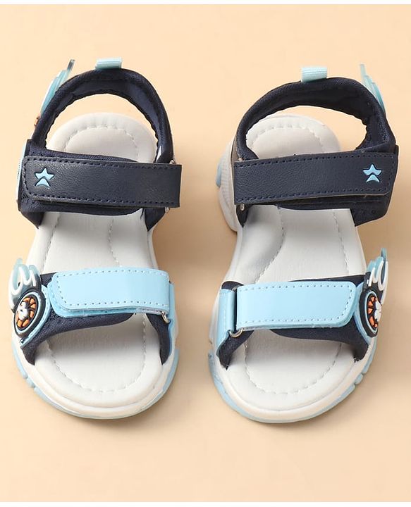 Cute Walk by Babyhug Velcro Closure Sandal With Sports Theme Applique - Navy Blue