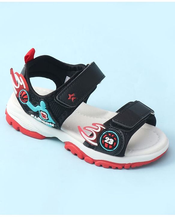 Cute Walk by Babyhug Velcro Closure Sandal With Sports Theme Applique - Navy Blue