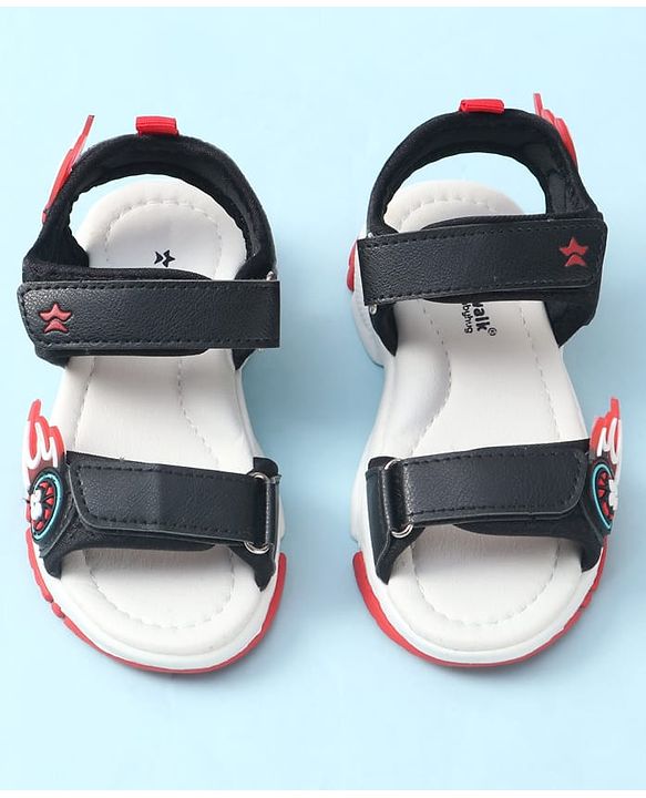 Cute Walk by Babyhug Velcro Closure Sandal With Sports Theme Applique - Navy Blue