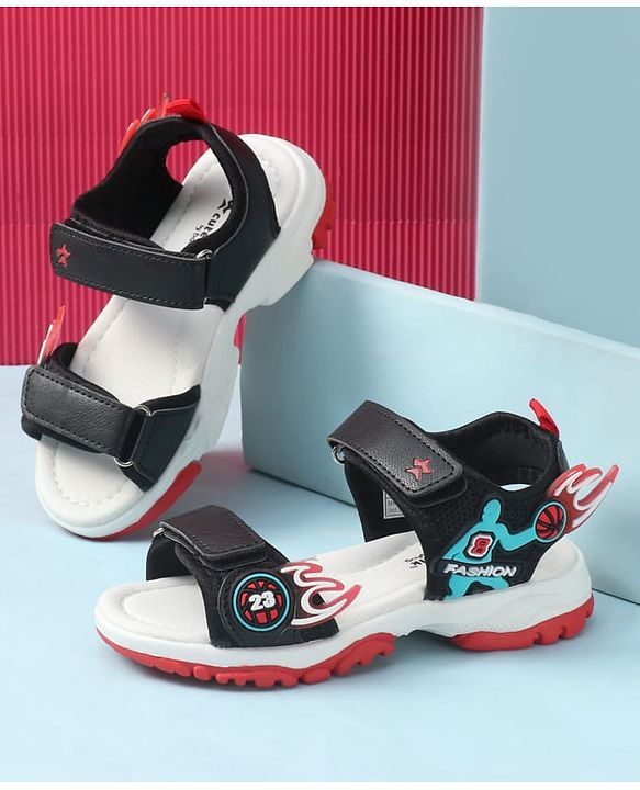 Cute Walk by Babyhug Velcro Closure Sandal With Sports Theme Applique - Navy Blue