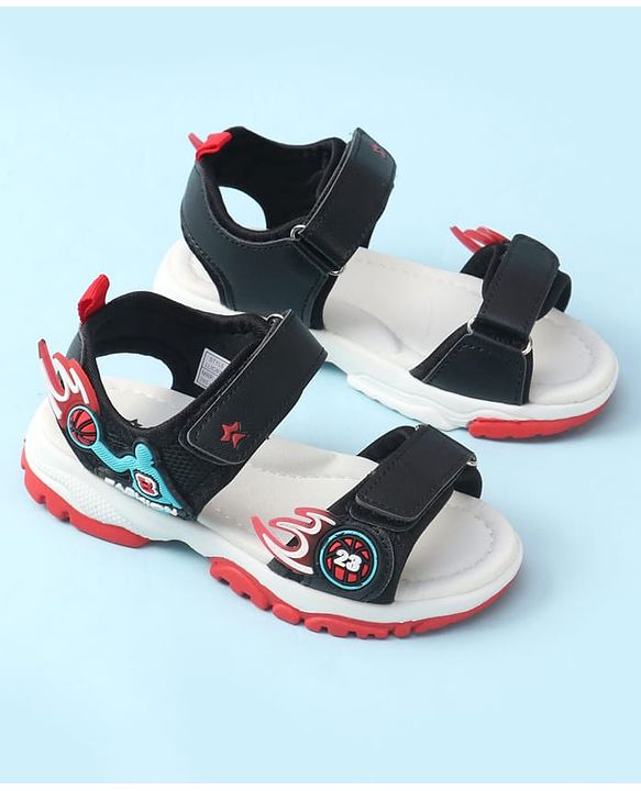 Cute Walk by Babyhug Velcro Closure Sandal With Sports Theme Applique - Navy Blue