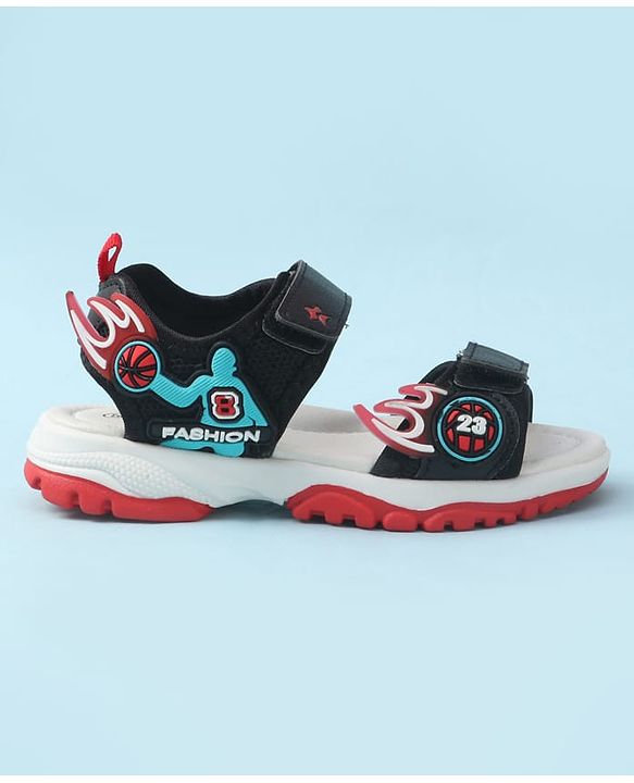 Cute Walk by Babyhug Velcro Closure Sandal With Sports Theme Applique - Navy Blue