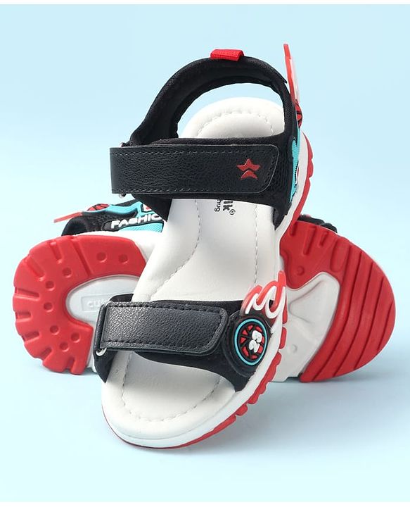 Cute Walk by Babyhug Velcro Closure Sandal With Sports Theme Applique - Navy Blue