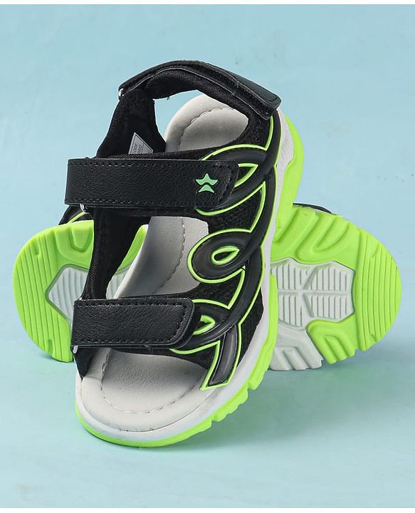 Cute Walk by Babyhug Velcro Closure Solid Sandals - Black